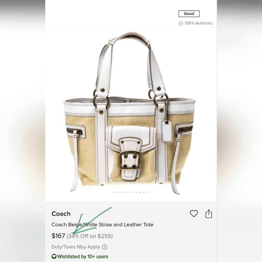 Coach Vintage Straw Tote Bag White Leather 113 Legacy Y2K Summer Shoulder Purse - Picture 11 of 11
